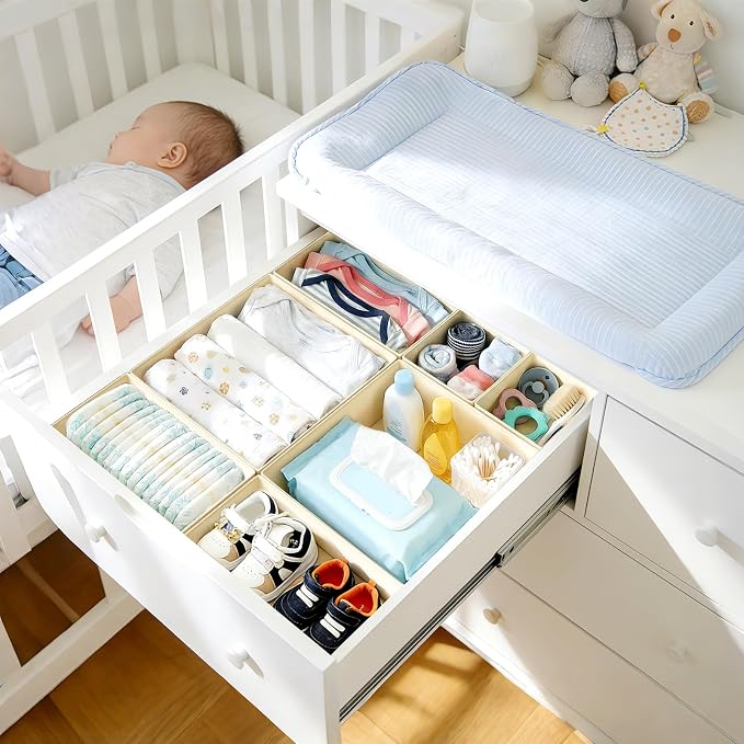 DIMJ Drawer Organizer Clothes Storage - 30 Pack Baby Dresser Organizer for Nursery, Small Fabric Closet Drawer Organizer Bins for Underwears Socks, Foldable Storage Dividers Organization for Bedroom