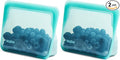 Stasher Premium Reusable Silicone Stand-Up Mini Bags, 2-Pack, Aqua, 28 oz | Food-Safe Silicone, Eco-Friendly, Reusable Freezer Bags, Microwave, Dishwasher, Pantry, Meal Prep, Travel Bag, Bulk Storage