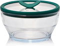 Anyday 4-Cup Glass Food Storage with Lid (Clear Kale) | Round Deep Dish, Plastic-Free Meal Prep, Microwave-Safe Reheating, Stackable Airtight Container, Vented Lid