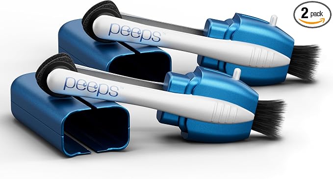Peeps Glasses Cleaner - for Eyeglasses, Reading Glasses, and More - Lens Cleaner with Carbon Microfiber Tech-Soft Touch Blue-2 Count (Pack of 1)
