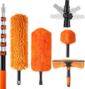 30ft High Reach Duster Kit with Extendable Pole (5-24ft),High Ceiling Duster Kit Includes–Ceiling Fan Blade Cleaner, Cobweb Remover, Bendable Duster, Microfiber Glass Scrubber & Squeegee & Swivel Head