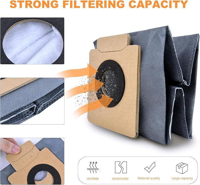 Accessory Kit Compatible with Eufy X8 Pro/ x8 Pro Ses Robot Vacuum Cleaner | Vacuum Replacement Parts( 2 rolling brush +6 filter +6 mop cloth pads +6 side brush +6 dust bag)