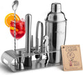 Mixology & Craft Cocktail Shaker Set: Complete Bartender Kit with Metal Stand and Bar Cart Accessories | Includes Exclusive Recipe Cards | Built to Last | Leak-Proof Design