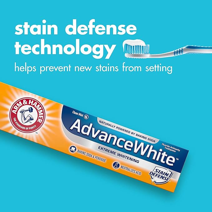 ARM & HAMMER Advance White Baking Soda Toothpaste, Frosted Mint 6 oz (Pack of 4)