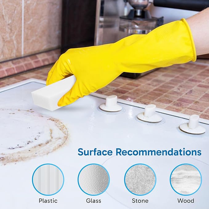 (100 Pack) Extra Large Eraser Sponge – Extra Thick, Long Lasting Magic Melamine Cleaning Sponges in Bulk – White Foam Pads for Walls, Kitchen, Bathroom, Floor & Baseboard Cleaner