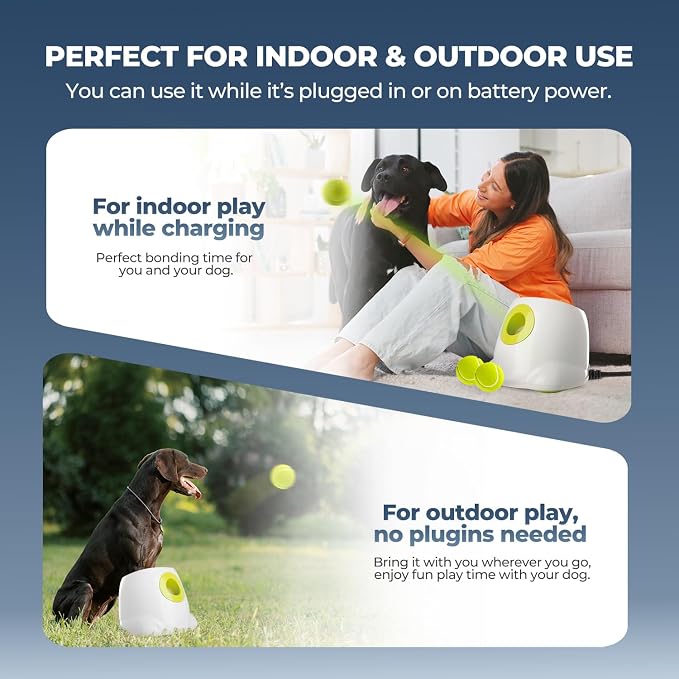 ALL FOR PAWS Automatic Dog Ball Launcher, Interactive Fetch Toy for Medium to Large Dogs, Rechargeable Pet Ball Thrower Machine for Outdoor Play, 6 Pcs 2.5-Inch Balls Included