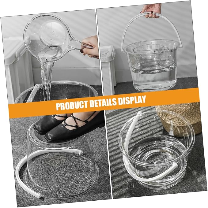 PRETYZOOM 1Set Large Capacity Plastic Bucket with Handle and Scoop Versatile Water Holder for Gardening Home and Kitchen Use Transparent Foot Bath and Wash Basin