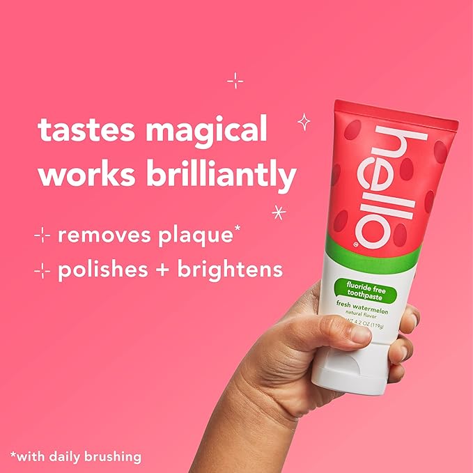hello Fresh Watermelon Fluoride Free Kids Toothpaste, 4.2 Oz Tube (Pack of 12)