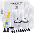 YUZES Disposable Paint Cups 20 oz, 40-Pack Paint Cups with Lids 125-Micron | 2 Paint Mixing Cups 32oz, 2 Hard Cups & 2 Adapters for LVLP / HVLP Spray Gun 360° Spray & Less Cleanup