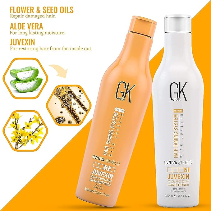 GK Shield Shampoo Conditioner Set (240ml) with Coco The Best and pH+ Shampoo (100ml) - Smoothing Hair Care Kit for Frizz Control Damage Free and Protection
