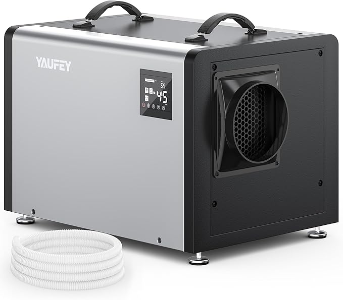 Yaufey 125 Pints Commercial Dehumidifier with Pump for Crawl Space, Basement, Industrial Area, 10-90% RH Humidity Control, 6500 Sq.Ft. 24/7 Running Continuous Drainage, Auto Defrost, 5-Yr Coverage