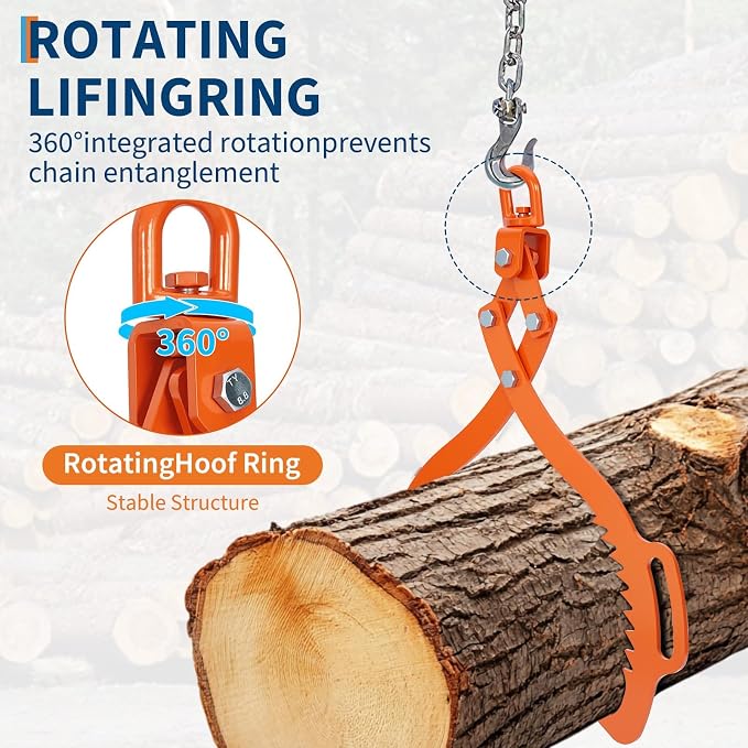 Garvee Log Lifting Tongs 28 in,2 Serrated Claw Hook Log Tongs,1543Lbs Capacity Heavy Duty Timber Claw Hook, Logging Tools for Tractors, Trucks, Forklifts, ATV Logging, Lumber Handling