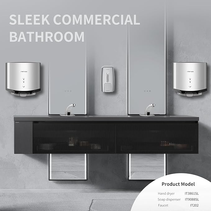 interhasa! Commercial Hand Dryer 110V Electric Hand Dryer for Bathroom with Hot n Cold Air,Electric Air Dryer 3-Pin Plug in