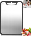Titanium Cutting Boards for Kitchen & Camping,Metal Cutting Board,Silicone Edge for Non-Slip & Non-Cut,Built-in Handle,Long Lasting,Stain Resistant,Rust Resistant, Small(11.41''×7.87'')