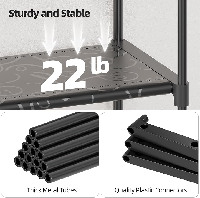 Ekisemio 12 Tier Shoe Rack Tall, Shoe Rack Organizer, Large Capacity Holds 34-50 Pairs, Boot Rack Organizer for Entryway, Closet, Garage, Black