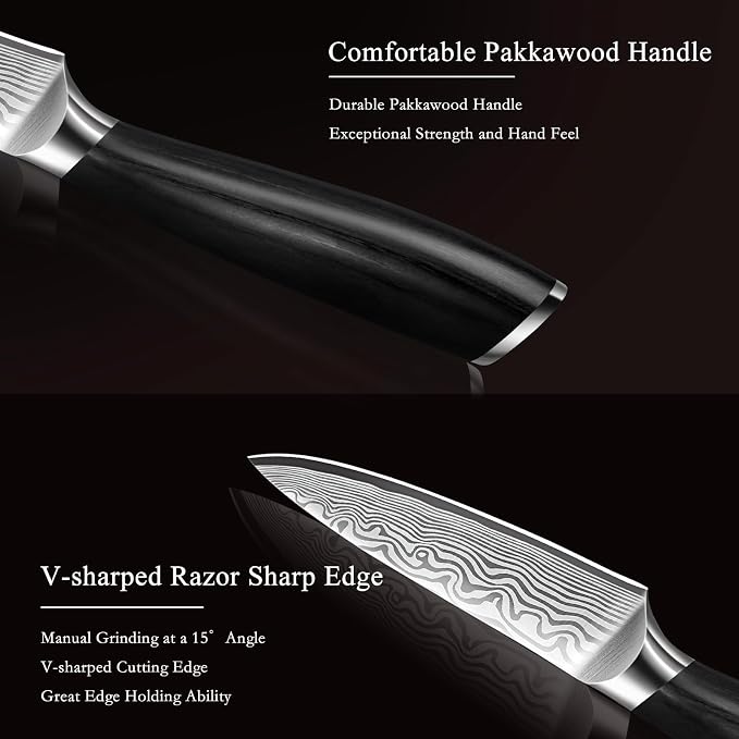 HOSHANHO Paring Knife 3.75 Inch, Powder Steel Forged Small Kitchen Knife | Razor Sharp Fruit Knife for Peeling & Coring, Japanese Peeling Knife with Ergonomic Pakkawood Handle, Thoughtful Gifts