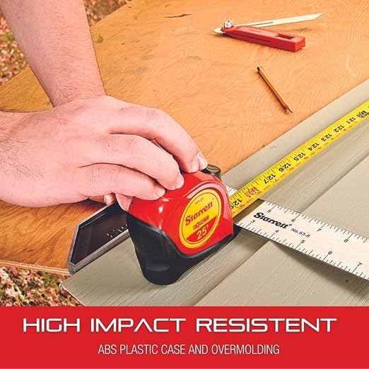 Starrett Exact Retractable Imperial Pocket Tape Measure with Nylon Coating, Self Adjusting End Hook, and Steel Belt Clip - 1" Width, 35' Length - KTX1-35-N