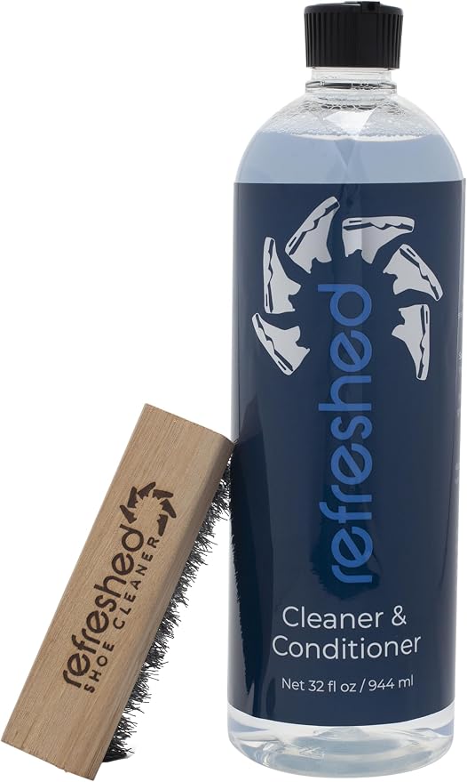 & Conditioner - Large 32 oz Refill + Brush - Easily Clean Suede, Leather, Nubuck, Canvas and Mesh Shoes