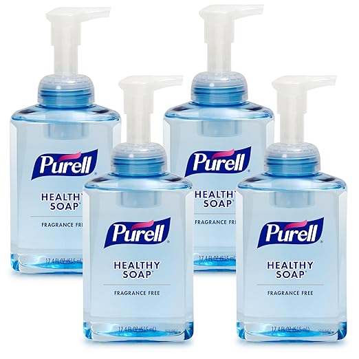 PURELL Brand HEALTHY SOAP Gentle & Free Foam, Fragrance-Free, 17.4 fl oz Hand Soap Table Top Pump Bottle (Pack of 4) - 5016-04