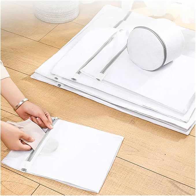 White Durable Large Washing Laundry Bag Mesh Organizer Net Dirty Bra Socks Underwear Shoe Storag Wash Machine Cover Clothes(Cw-30x40)