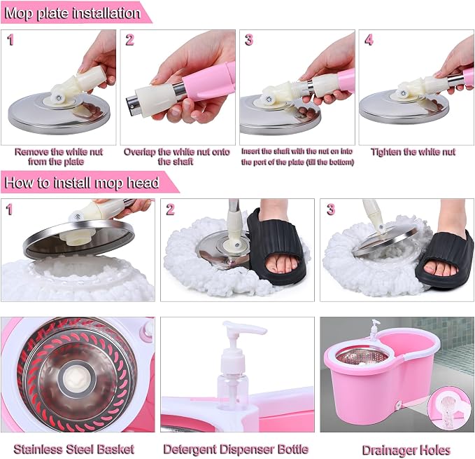 Mop and Bucket Set(Pink) | Cute Pink