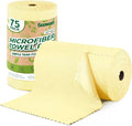 Microfiber Cleaning Cloths Roll, 75 Pack Tear Away Microfiber Towels Roll, 12" x 12" Lint Free Rags, Reusable Cleaning Cloths, Washable, Scratch Free,Ultra Absorbent Dish Rags(Yellow)