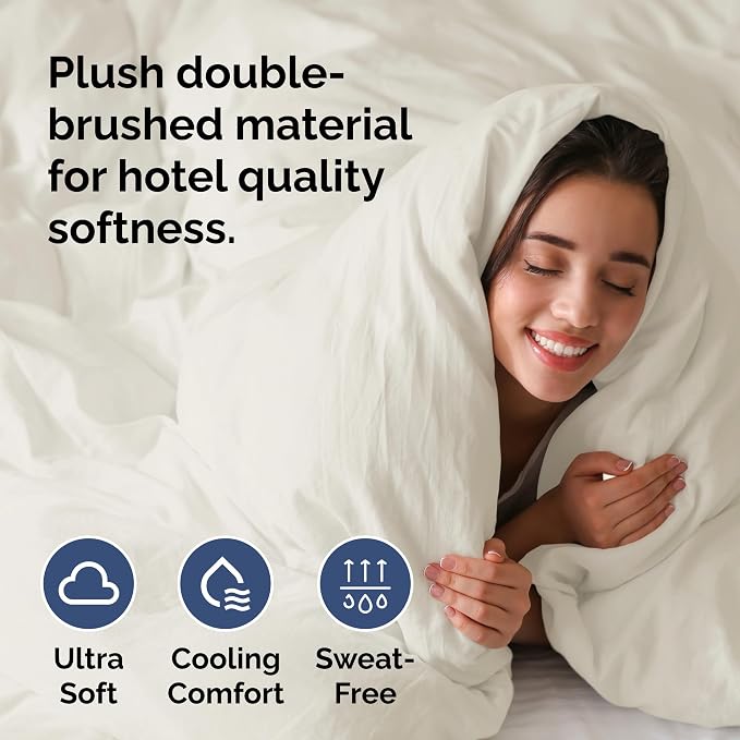 Duvet Cover Full Size Set - Extra Soft Full Duvet Cover 80" x 90" with 2 Pillow Shams for Women, Men, Kids & Teens - Hotel Luxury, Easy-Care w/ Zipper Closures & Ties - Comfy and Breathable (Ivory)