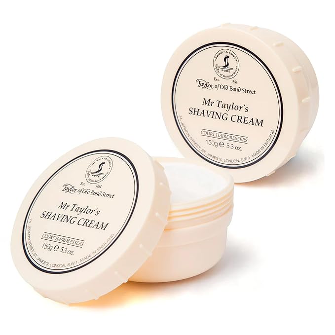 Taylor of Old Bond Street Mr Taylor Fragrance Shaving Cream Bowl 150g (2-Pack) – Rich Lather for Traditional Shaving