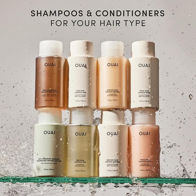 OUAI Medium Hair Shampoo - Hydrating Shampoo for Color Treated Hair & Dry Scalp - Nourishes, Strengthens, Reduces Breakage & Adds Shine - Coconut Oil, Babassu, Keratin - Sulfate Free, 10 Oz