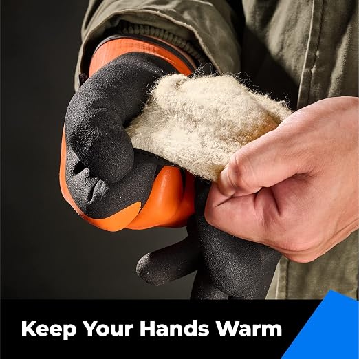 toolant 100% Waterproof Winter Work Gloves, Thermal Insulation with Grip | Touchscreen, Freezer Work for Men and Women, Cold Weather Work & Outdoor Tasks, Orange, X-Large