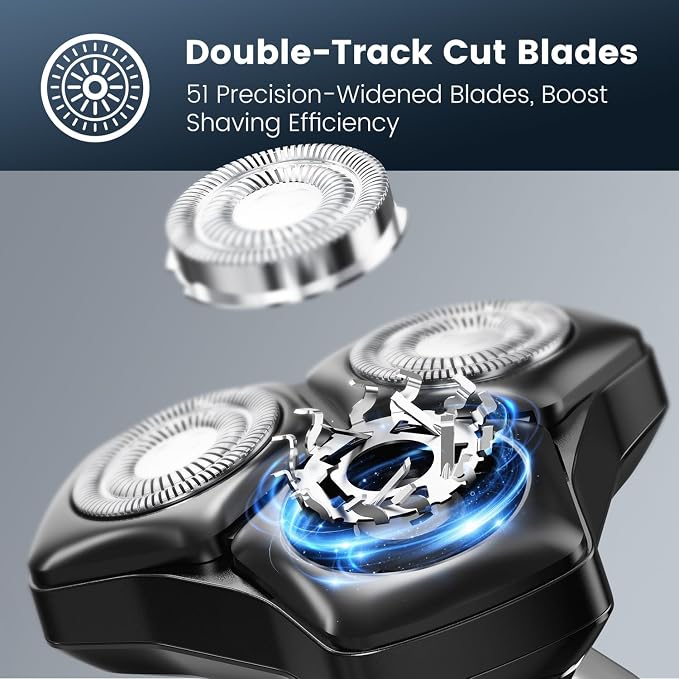 Electric Razor for Men: Wet/Dry Electric Shavers for Men - Upgraded Curved Shaving Foil, Low Noise High-Torque Motor, 3-in-1 Cordless Shaver for Beard/Nose/Sideburns