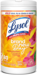 LYSOL Disinfecting Wipes, All Purpose Cleaner, Multi-Surface Antibacterial Cleaning Wipes, Household Cleaning Supplies, Dorm Essentials, Mango & Hibiscus Scent, 80 ct.