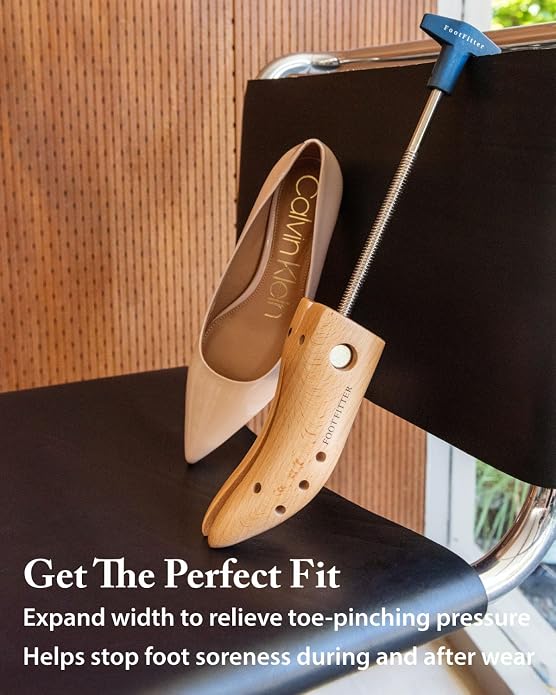 FootFitter High Heel Shoe Stretcher for Tight 1–3 Inch Heels & Pumps | Widens Tight & Narrow Pumps Up to 1/2 Size, Adds Targeted Pressure Relief for Painful Heel Areas with Metal Spot Plugs