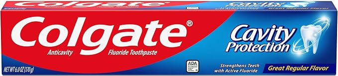 Colgate Cavity Protection Fluoride Toothpaste, Mint, 6 Pack, 6 oz | Bulk Anticavity Adult Toothpaste, Fights Cavities, Enamel Strengthening, ADA Accepted, Great Regular Mint Flavor