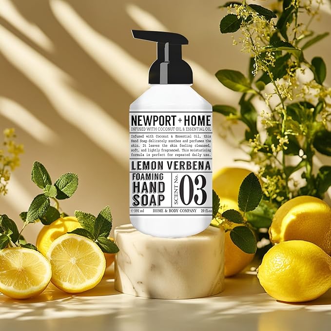 Newport Home Foaming Hand Soap 4 pack, 20oz bottles, Lemon Verbena and Fresh Coconut scents, from Home and Body Company
