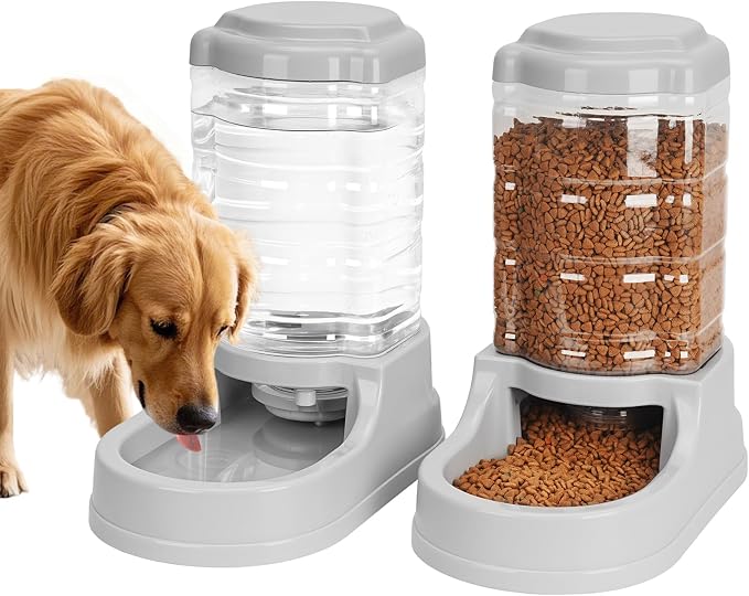 Kenond 9.5L Dog Feeder and Water Bowl Set for Dog, Automatic Food Dispenser | Wide Mouth, Easy to Clean/ Gravity Filled/ Large Capacity/ Multi Pet Home