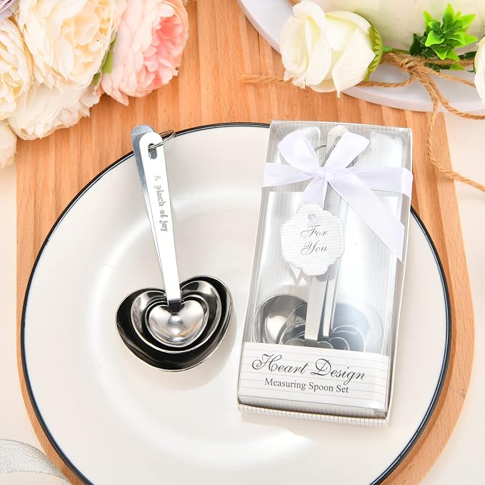 30 pieces pack heart-shaped measuring spoon set suitable for wedding birthday party bridal shower gift, baby shower decoration souvenir individual gift packaging