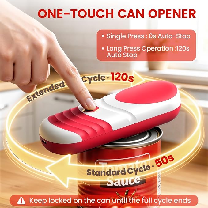Electric Can Opener, Automatic Rechargeable Can Openers with One-Touch Smooth Edge & Magnetic Lid - Hands-Free Easy-Grip Opener for Seniors with Arthritis and Most Cans