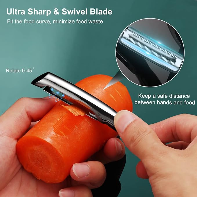 SUCCFLY Vegetable Peeler Stainless Steel，Ultra Sharp Potato Peelers for Kitchen, Premium Veggie Fruit Peeler, Carrot Peeler, Rotary Serrated Blade, Thickened Non-Slip Ergonomic Handle(5-year warranty)
