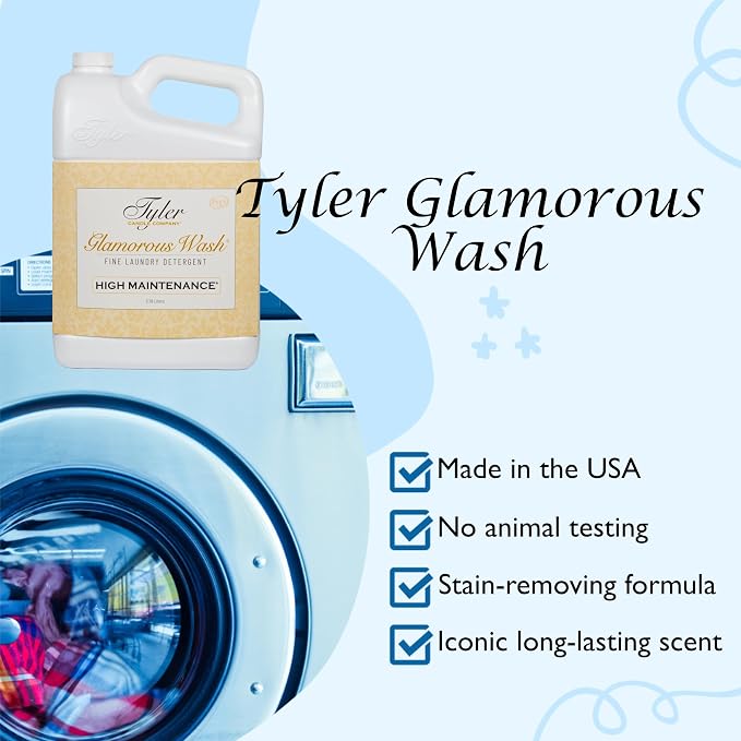 Tyler Glamorous Wash High Maintenance Fine Laundry Detergent with Stain Remover Pen and Dryer Sachets - Liquid Detergent Designed for Clothing - Hand & Machine - 128oz (1 Gal.) (High Maintenance)