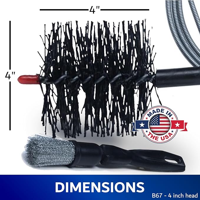 Pellet Stove & Dryer Vent Cleaner Kit – 4 inch Head and 10 ft Long Steel Flexible Brush for Fireplace Chimney, Ash, Lint & Soot Buildup Removal - Pellet Stove Cleaning Kit by FryOilSaver B67-4