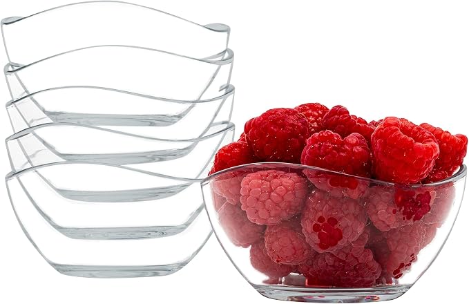 Vikko Dessert Bowls - Set of 6 Small Glass Bowls, 7 Ounce Ice Cream Bowl, Microwave & Dishwasher Safe