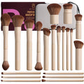 Professional Makeup Brushes BS-MALL With Travel Case - Kabuki Brush Eyeshadow Brush, Concealer Brush, Blush Brush Bronzer & Foundation 20 Pcs, Labeled Daily Use Gift Box Aluminum Ferrules (Beige)