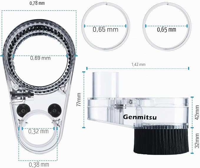 Genmitsu 65mm & 69mm CNC Dust Shoe + CNC Dust Shoe Replacement Base Bottom Cover with 32mm Long Nylon Brush