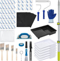 54 PCS Paint Roller Kit with Extension Pole, All-in-One Painting Supplies & Repair Set for Home DIY - Includes 4” & 9” Rollers, Brushes, Hand Sander, Drop Cloth for Walls, Ceilings, Wood Furniture