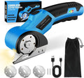 Cordless Electric Scissors,4V Rechargeable Cardboard Cutter Heavy Duty Scissor with Safety Lock & LED Light for Box Carpet Plastic Fabric(Blue)