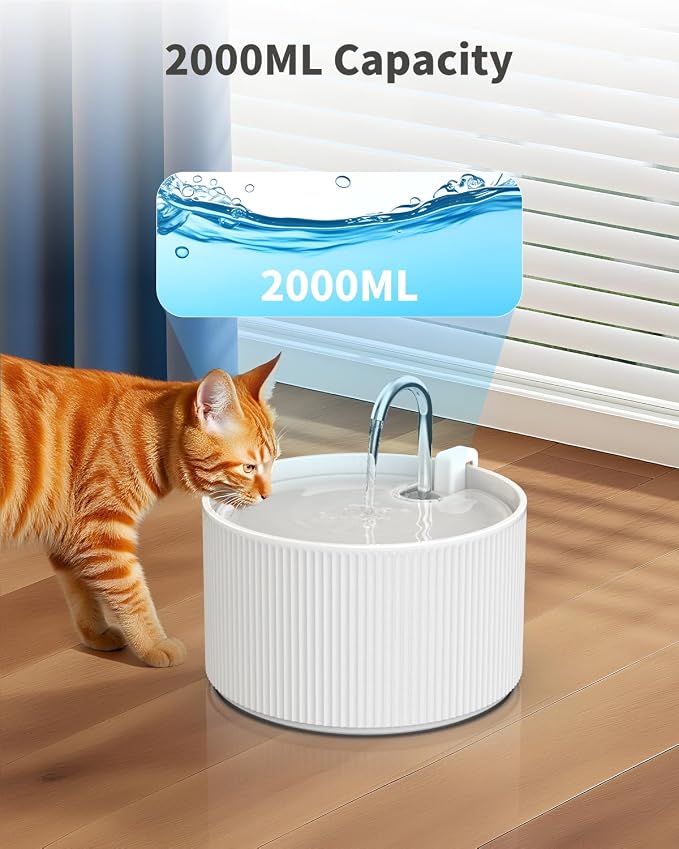 Lawfery Ceramic Cat Water Fountain, 74oz/2.2L Pet Drinking Fountain | BPA-Free Ceramic Body, Ultra-Quiet Pump, Easy Cleaning and Dual Drinking Modes for Indoor Cats and Small Dogs