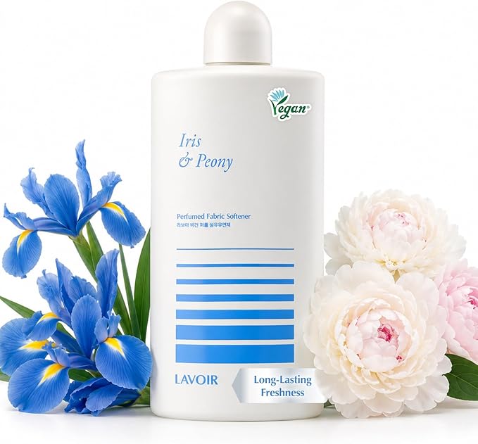 LAVOIR Perfumed Liquid Fabric Softener | Iris & Peony Luxury Scent, Long-Lasting Freshness, Premium Fabric Conditioner, Softens Fabrics, Plant-Based Concentrated, Hypoallergenic | 33.8 Fl Oz