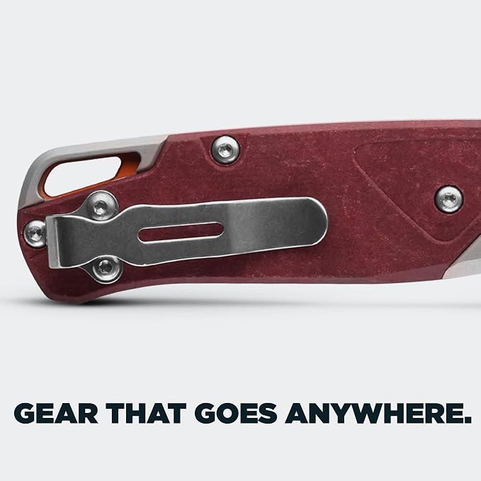 Benchmade Bugout EDC Knife, S90V Steel Blade (535-09) | Ash Gray / Redstone handle, Drop-Point blade