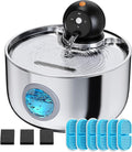 Cat Water Fountain Battery Operated: Cat Fountain with 6 Filter & 3 sponges | 88oz/2.6L Cordless Pet Dispenser for Cats Indoor with Motion Sensor - Wireless Automatic Quiet Waterer for Small Animal